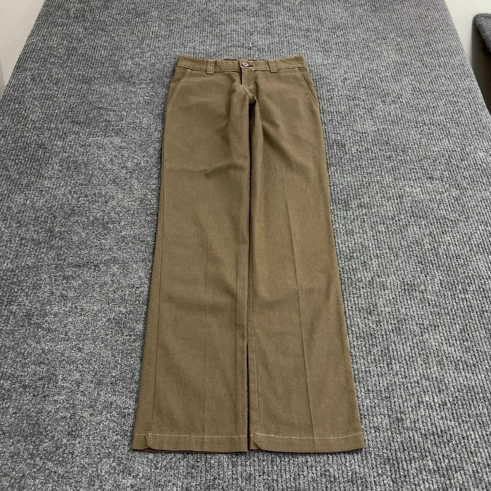 Dickies Pants Women 26x32 Brown Polyester Cotton Flex Slim Straight Skater Style